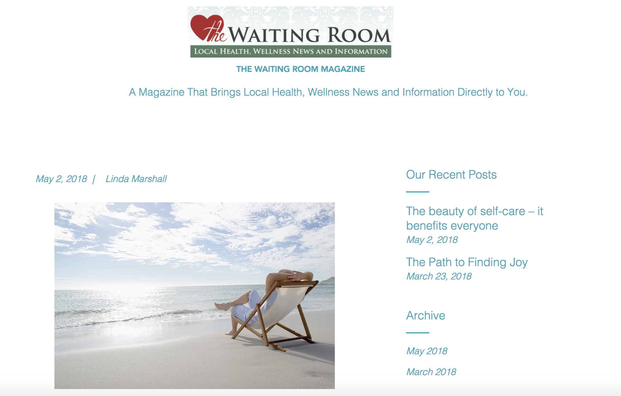 The Beauty of self-care - it benefits everyone, published in The Waiting Room 