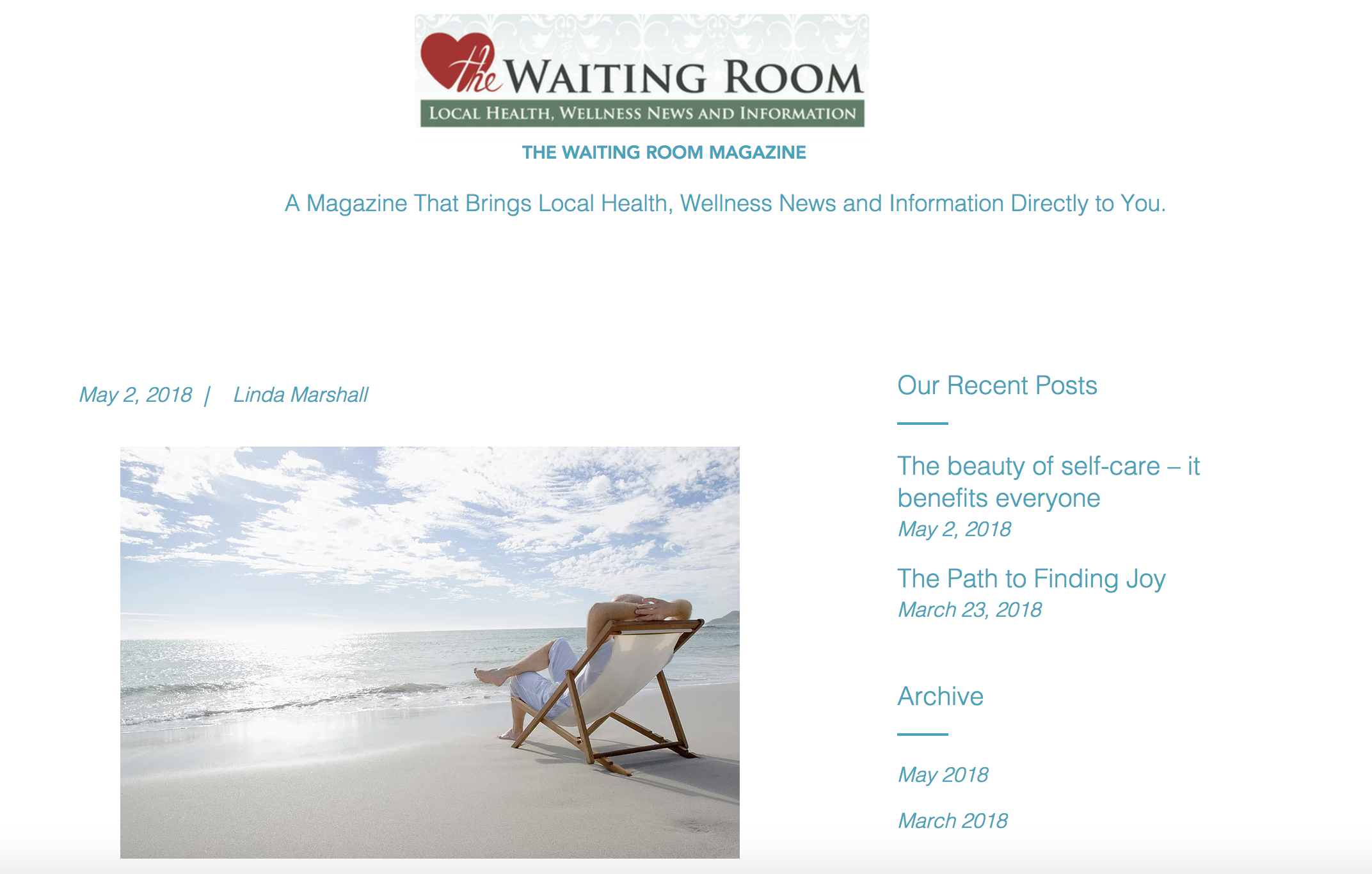 The Beauty of self-care - it benefits everyone, published in The Waiting Room